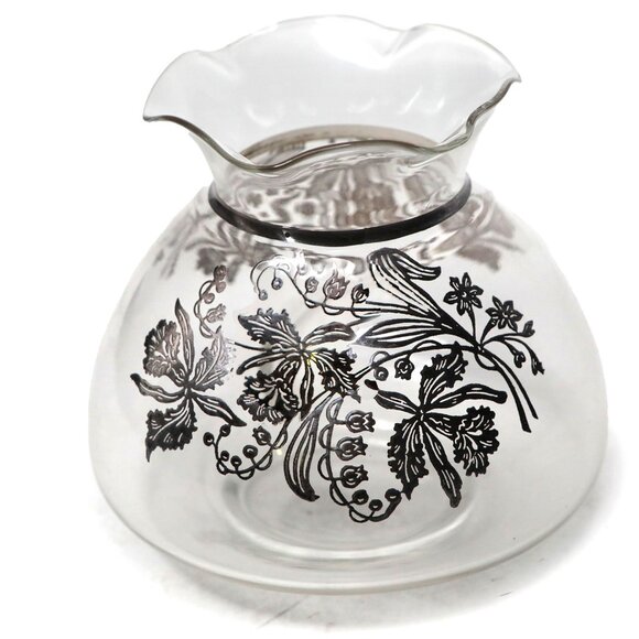 Vintage Silver City Sterling Silver Overlay Floral Glass Vase Ruffled Edge Bowl - Picture 10 of 10